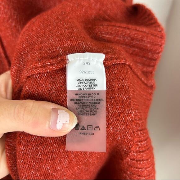 Vince Camuto Pumpkin Spice Soft Knit Seam Front V Neck Sweater Size 1X - Picture 7 of 9